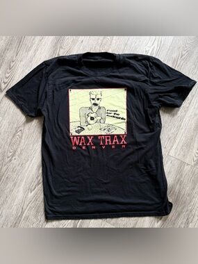 Wax Trax Denver Black Graphic Tee - Food for the Audiophile